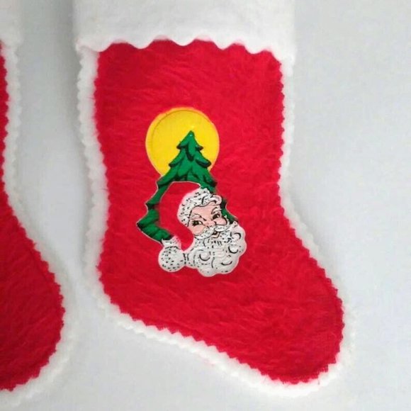 Santa Stockings Mid Century Modern Flocked - Picture 3 of 8
